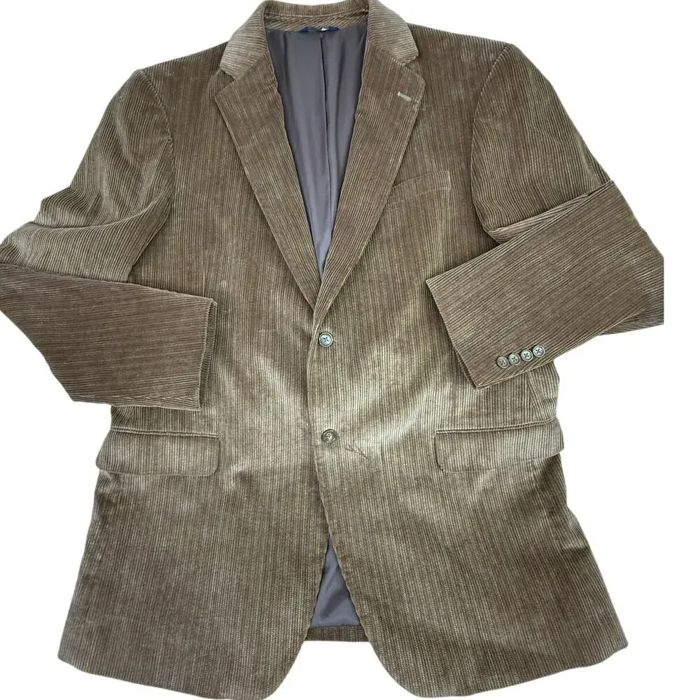 Dockers Corduroy Brown Blazer Sports Coat 46L Two Button Cotton Jacket